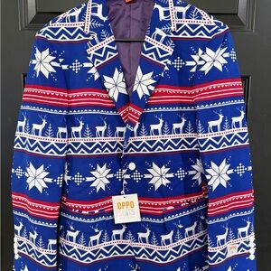New with Tags Oppo Blue and Red Festive Blazer Great for Holidays